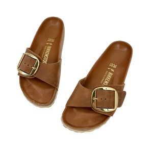 Birkenstock Madrid Big Buckle Cognac Leather Sandals Size 38